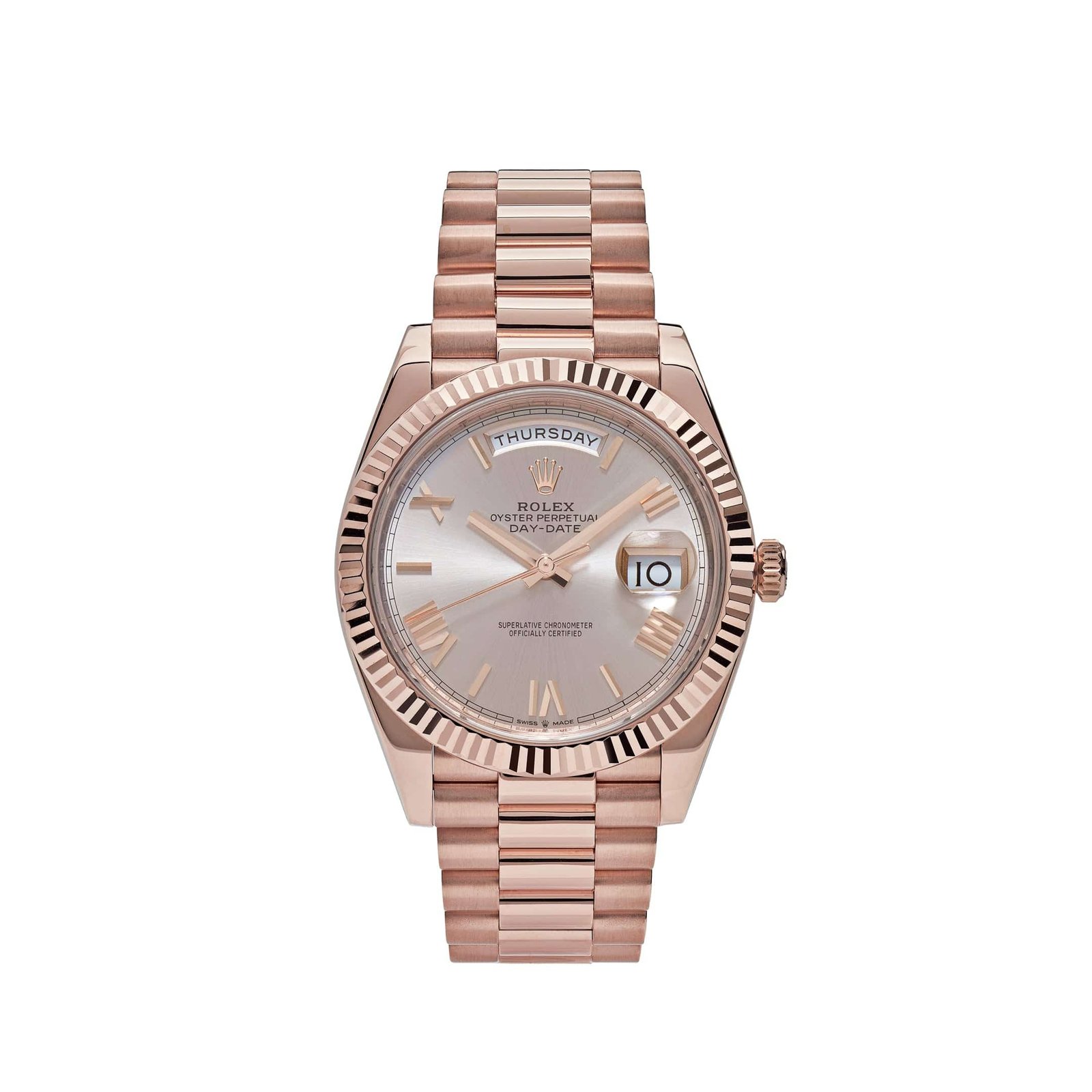 R01ex Day-Date 40 228235 Rose Gold Sundust Roman Dial (2023)